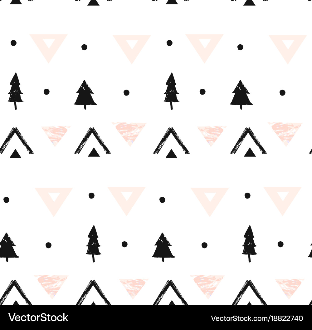 Modern Geometric Pattern with Xmas Trees Vector Image