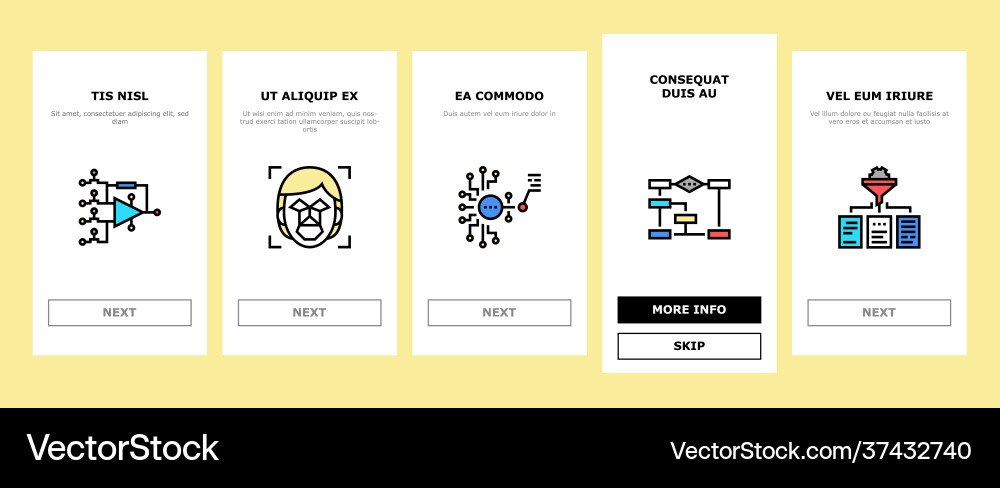 Neural network and ai onboarding icons set Neural network and ai onboarding icons set vector image