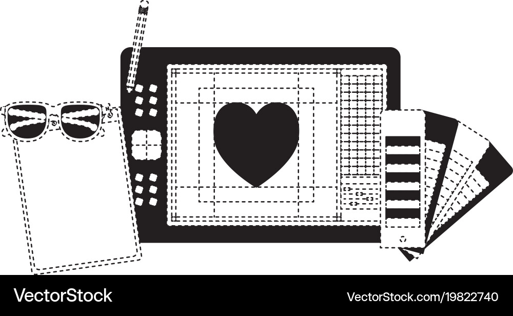 Notebook and design tools tablet digitizer vector image