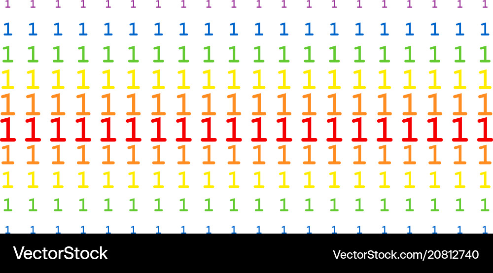 One digit shape halftone spectrum pattern Vector Image