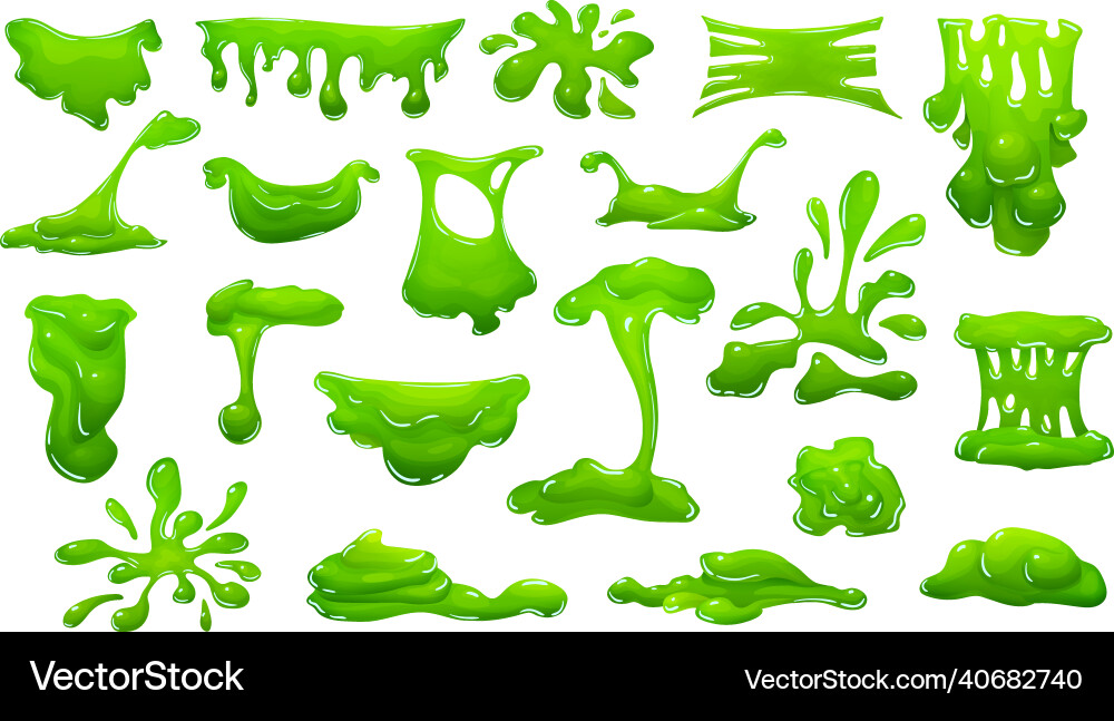 Realistic green slime in shape of dripping blob Realistic green slime in shape of dripping blob Vector Image