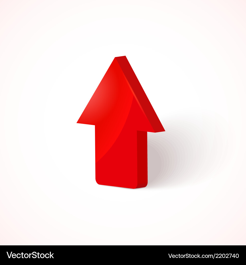 Red 3D Upload Arrow Icon vector image