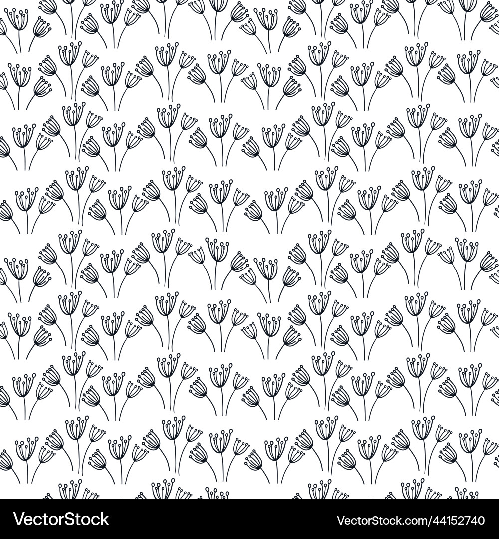 Seamless pattern with contour branch in doodle Seamless pattern with contour branch in doodle vector image