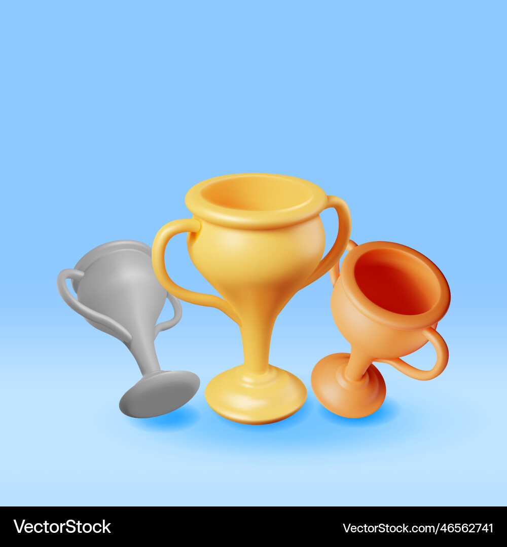 3d Gold Silber und Bronze Meistertrophäe 3d Gold Silber und Bronze Meistertrophäe vektorbild