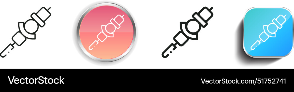 Barbecue icon thin linear regular and button vector image