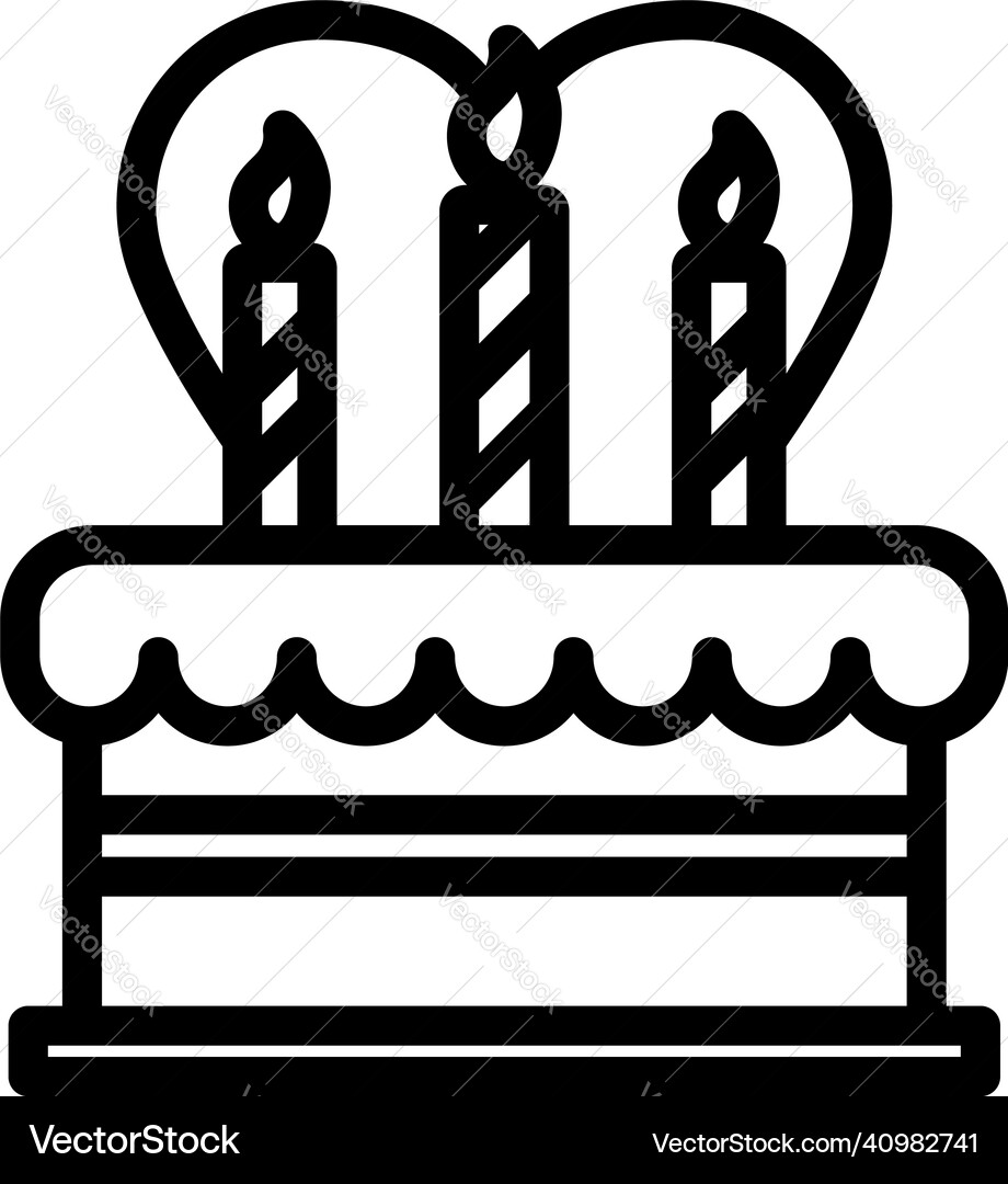 Cacke with candles and heart icon Cacke with candles and heart icon vector image