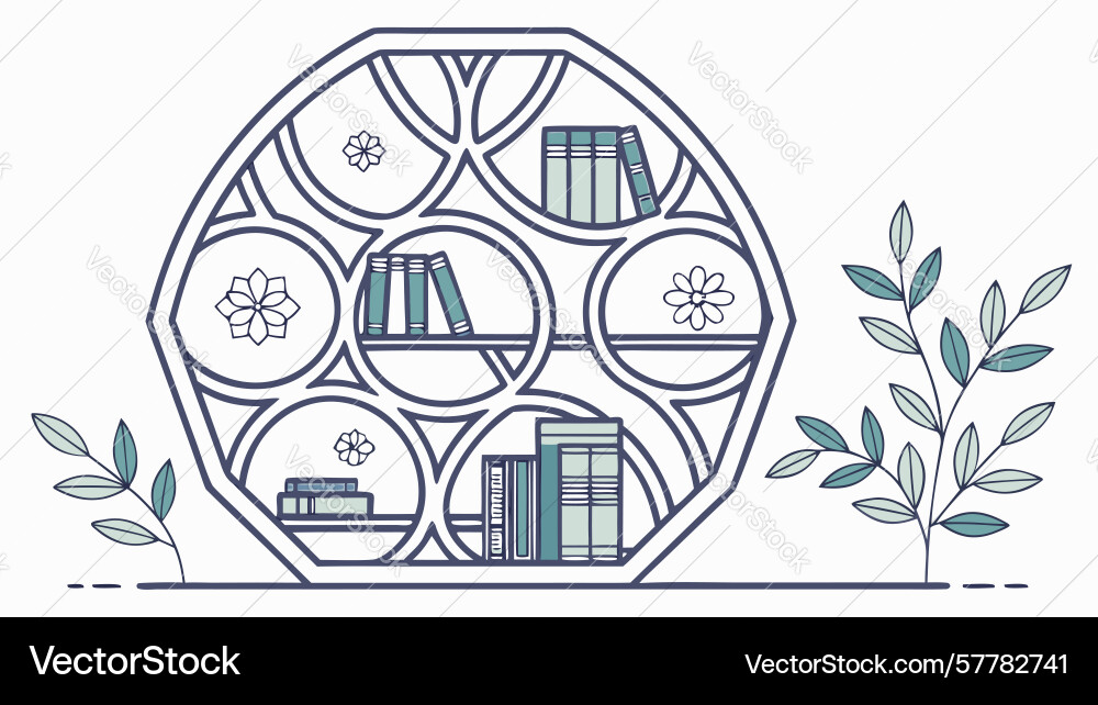 Decorative bookshelf with assorted books Vector Image