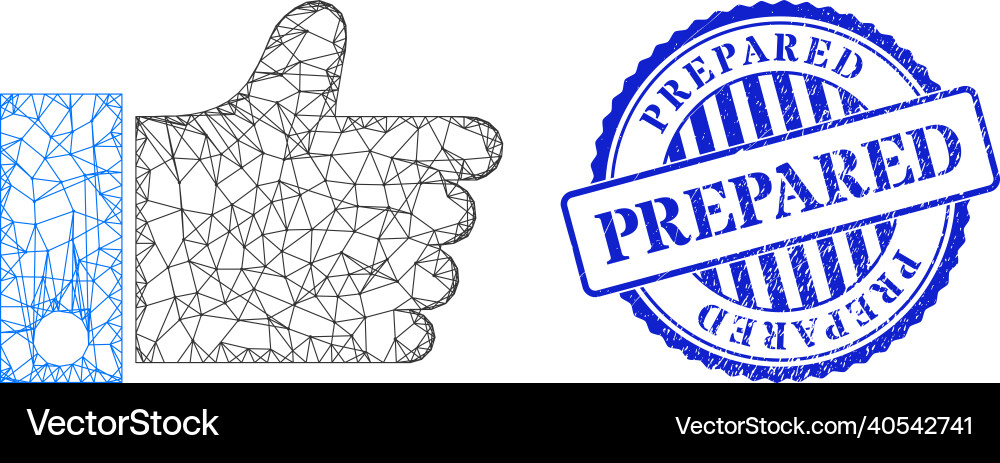 Distress prepared stamp and net thumb up web mesh Distress prepared stamp and net thumb up web mesh vector image