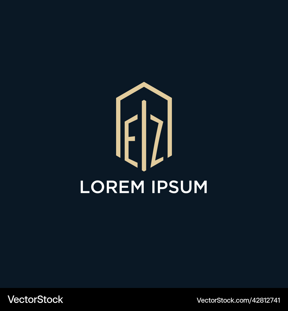 Ez initial monogram logo with hexagonal shape Ez initial monogram logo with hexagonal shape Vector Image
