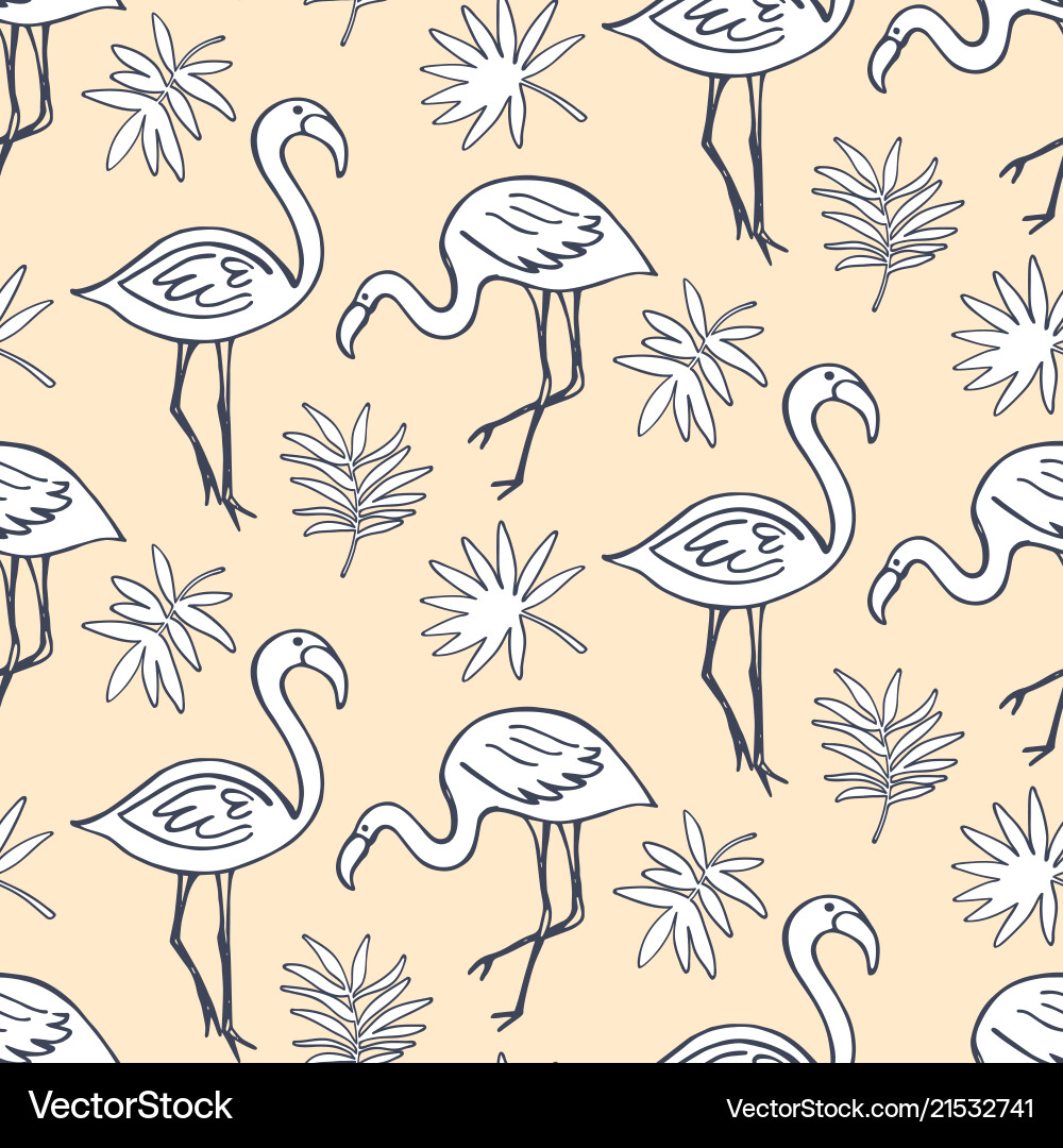 Flamingo Pattern - Tropical Vector Image