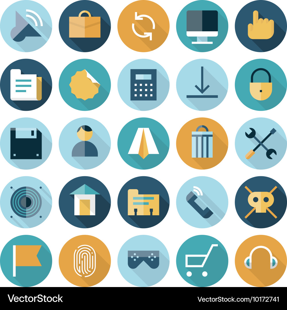 Flat Line UI Icons - Interface Collection Vector Image