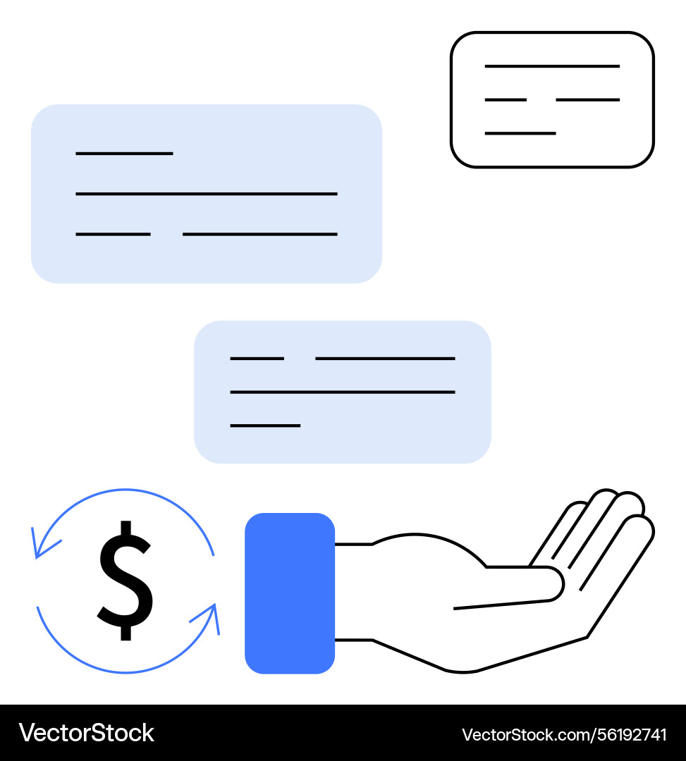 Hand receiving text messages with circular dollar Vector Image
