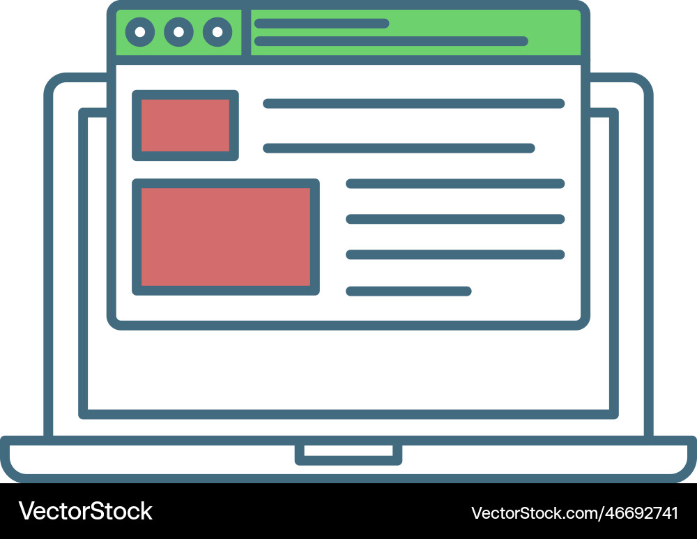 Laptop computer icon with website on screen vector image