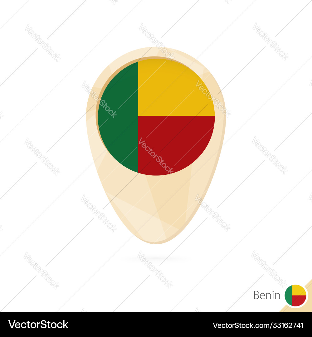 Map pointer with flag benin orange abstract Map pointer with flag benin orange abstract Vector Image