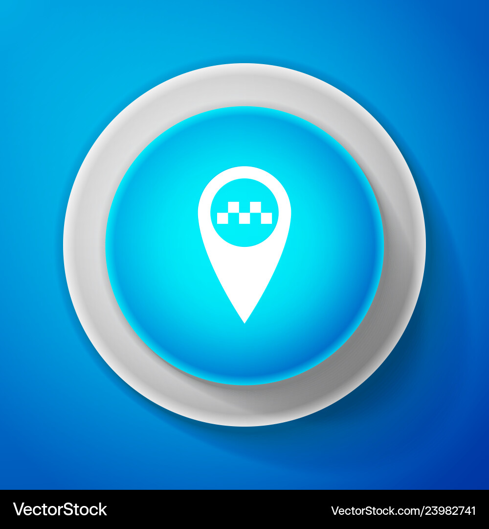 Map pointer with taxi icon on blue background Map pointer with taxi icon on blue background vector image
