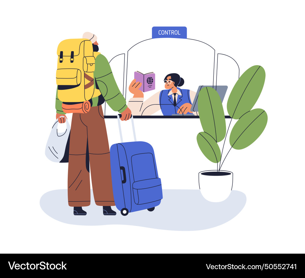 Passport control at border security checkpoint Passport control at border security checkpoint Vector Image