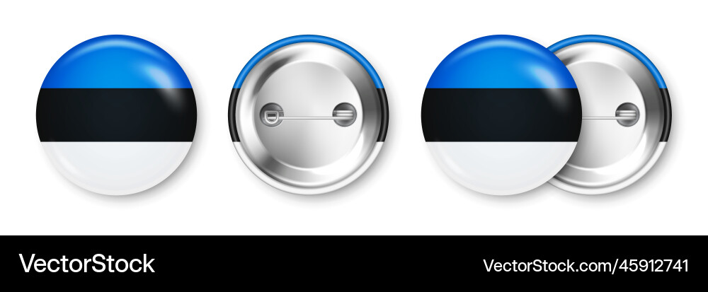 Realistic button badge with printed estonian flag Vector Image
