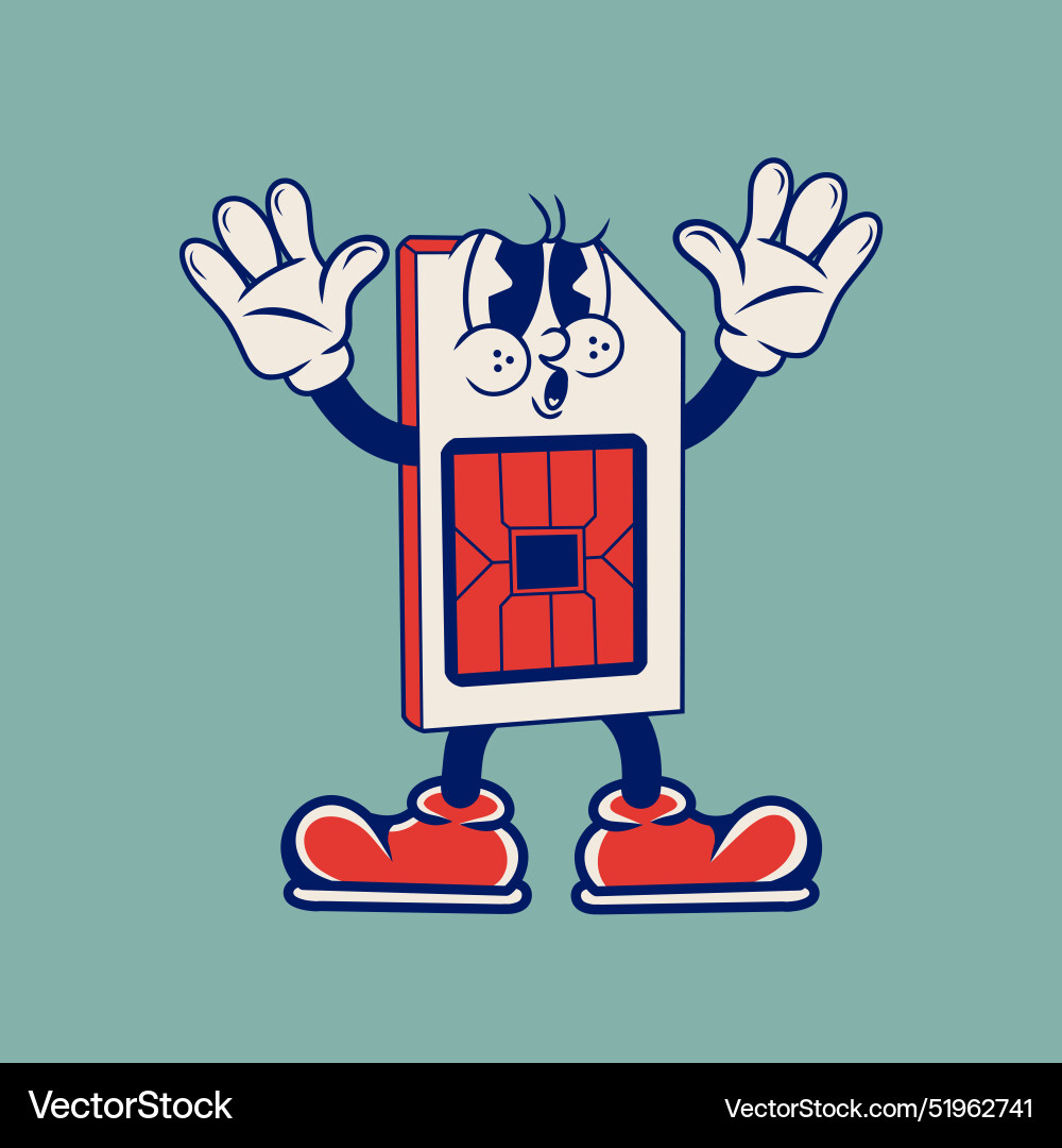Retro character design of the sim card Vector Image