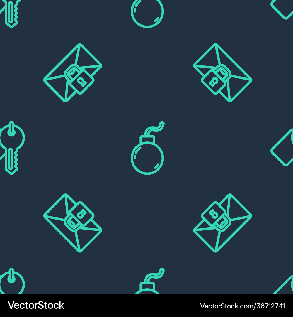 Set line bomb ready to explode mail message lock vector image