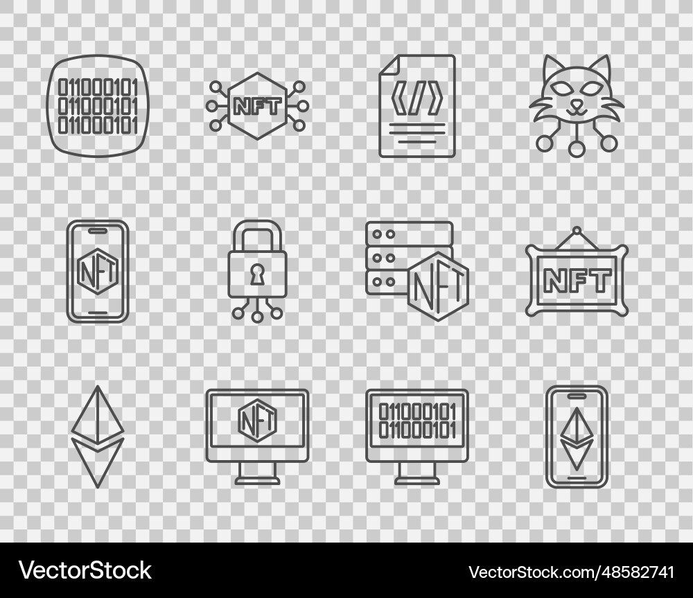 Set line ethereum eth binary code monitor Set line ethereum eth binary code monitor vector image