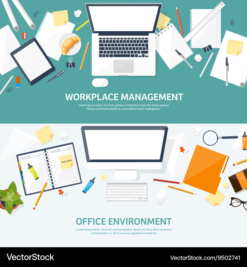 Workplace with table and computer Vector Image