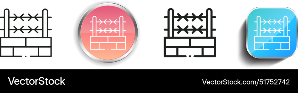 Barbed wire icon thin linear regular and button vector image