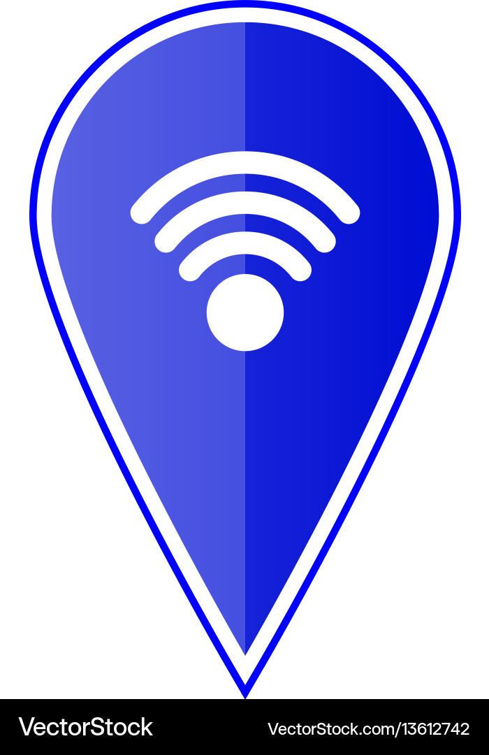 Blue map pointer with wi fi symbol Blue map pointer with wi fi symbol vector image