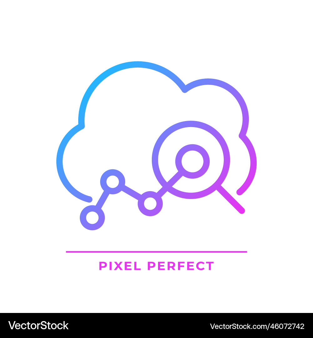 Cloud analytics pixel perfect gradient linear icon Cloud analytics pixel perfect gradient linear icon vector image