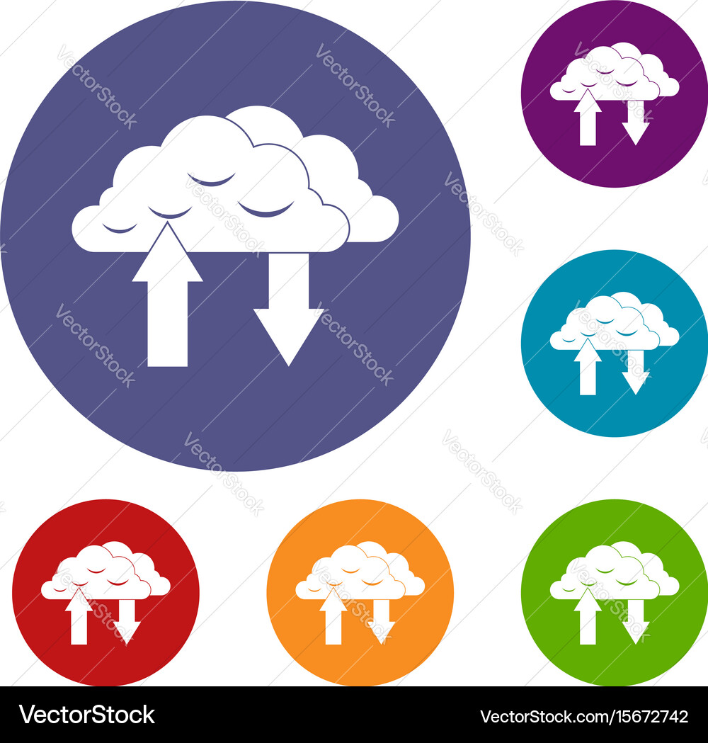 Clouds with arrows icons set Vector Image