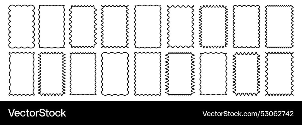 Cloudy wave curve edge frame set black Cloudy wave curve edge frame set black vector image