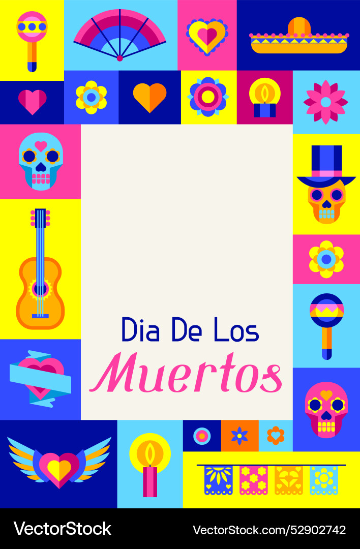 Day of the dead greeting card dia de los muertos Day of the dead greeting card dia de los muertos vector image