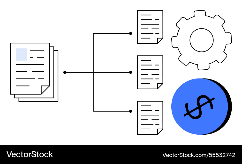Documents organization with workflow process Documents organization with workflow process vector image