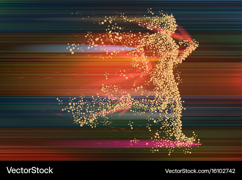 Dynamic Runner Particle Silhouette Vector Image