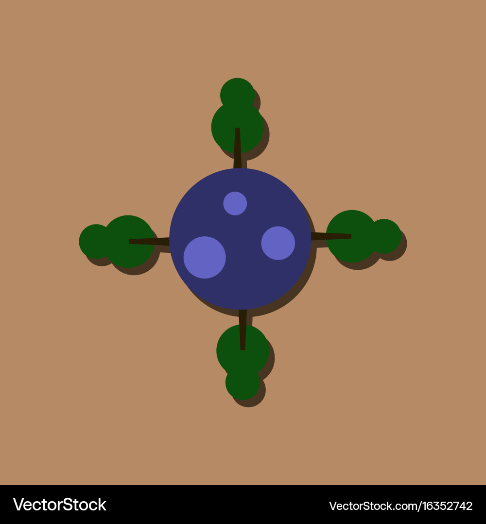 Flat icon design collection planet and trees Vector Image