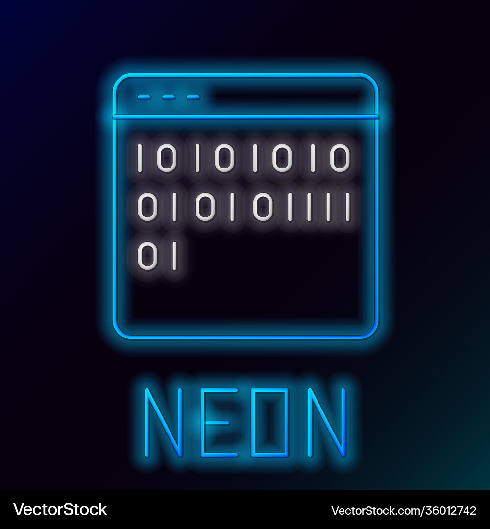 Glowing Neon Linie binären Code-Symbol isoliert Glowing Neon Linie binären Code-Symbol isoliert vektorbild