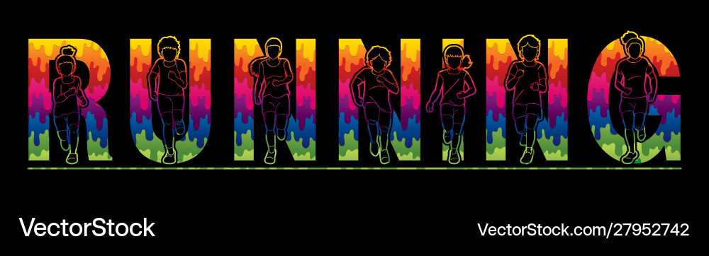 Group children running text font Group children running text font vector image