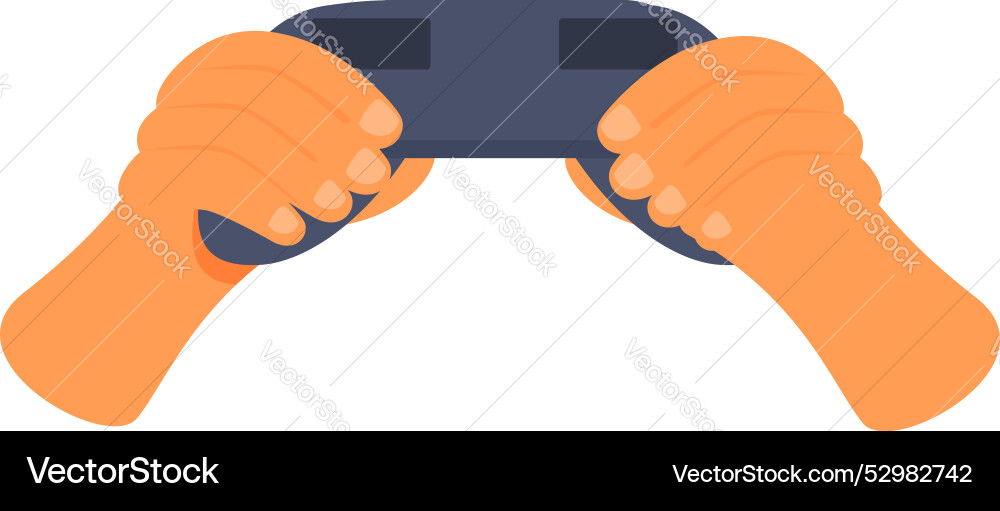 Hands holding gamepad playing video game console Hands holding gamepad playing video game console vector image