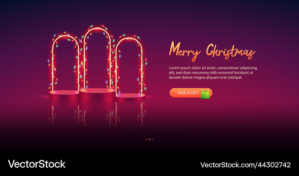 Merry christmas template with glowing arcs vector image