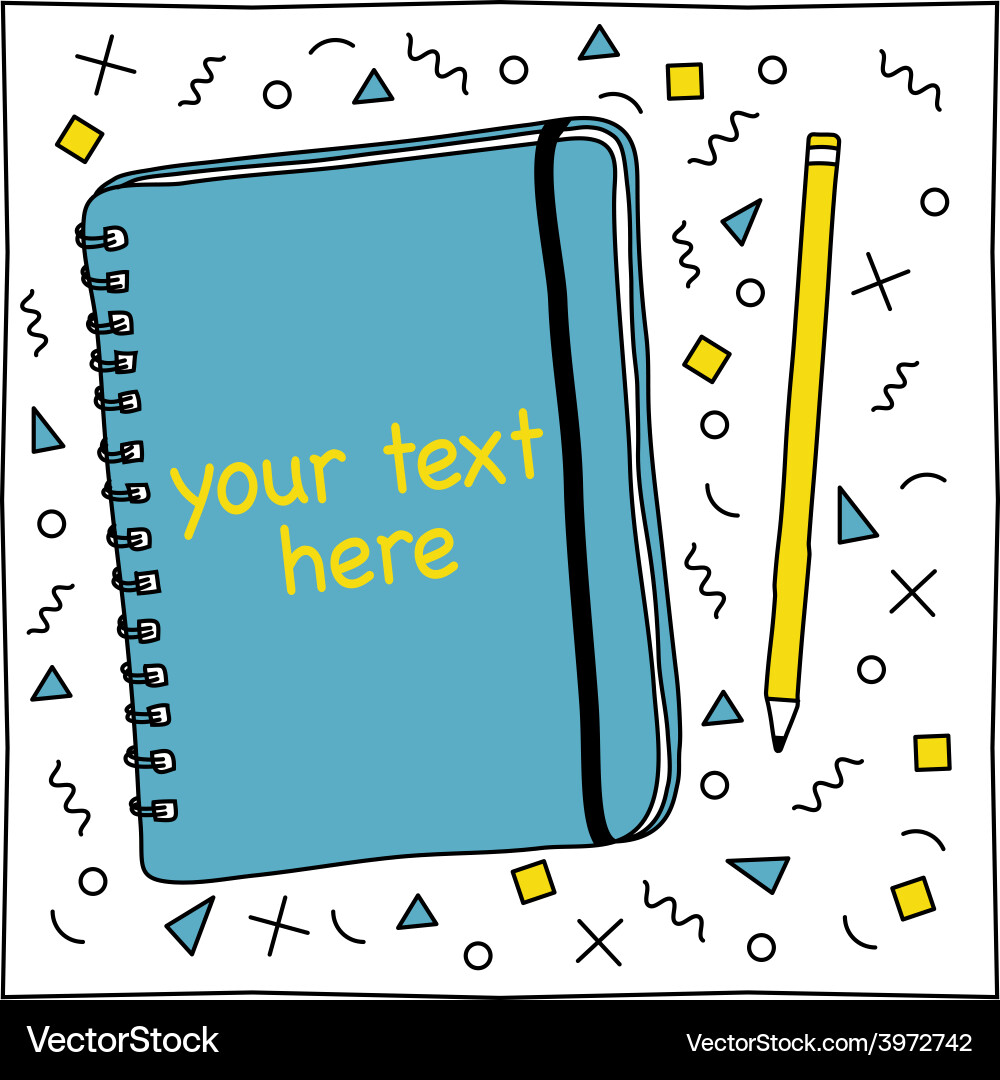 Notebook and pencil geometry pattern background vector image