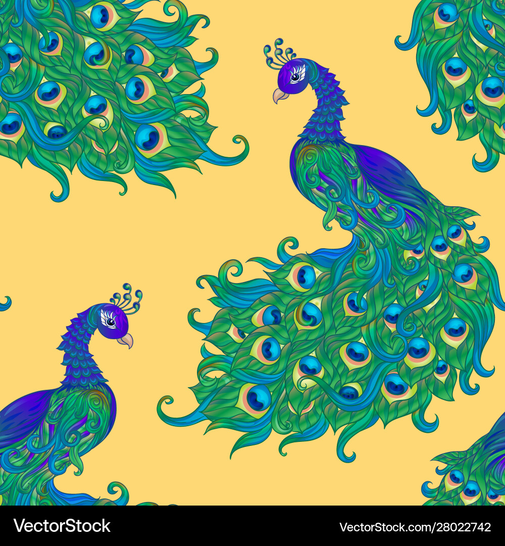 Peacock bird seamless pattern background Peacock bird seamless pattern background vector image