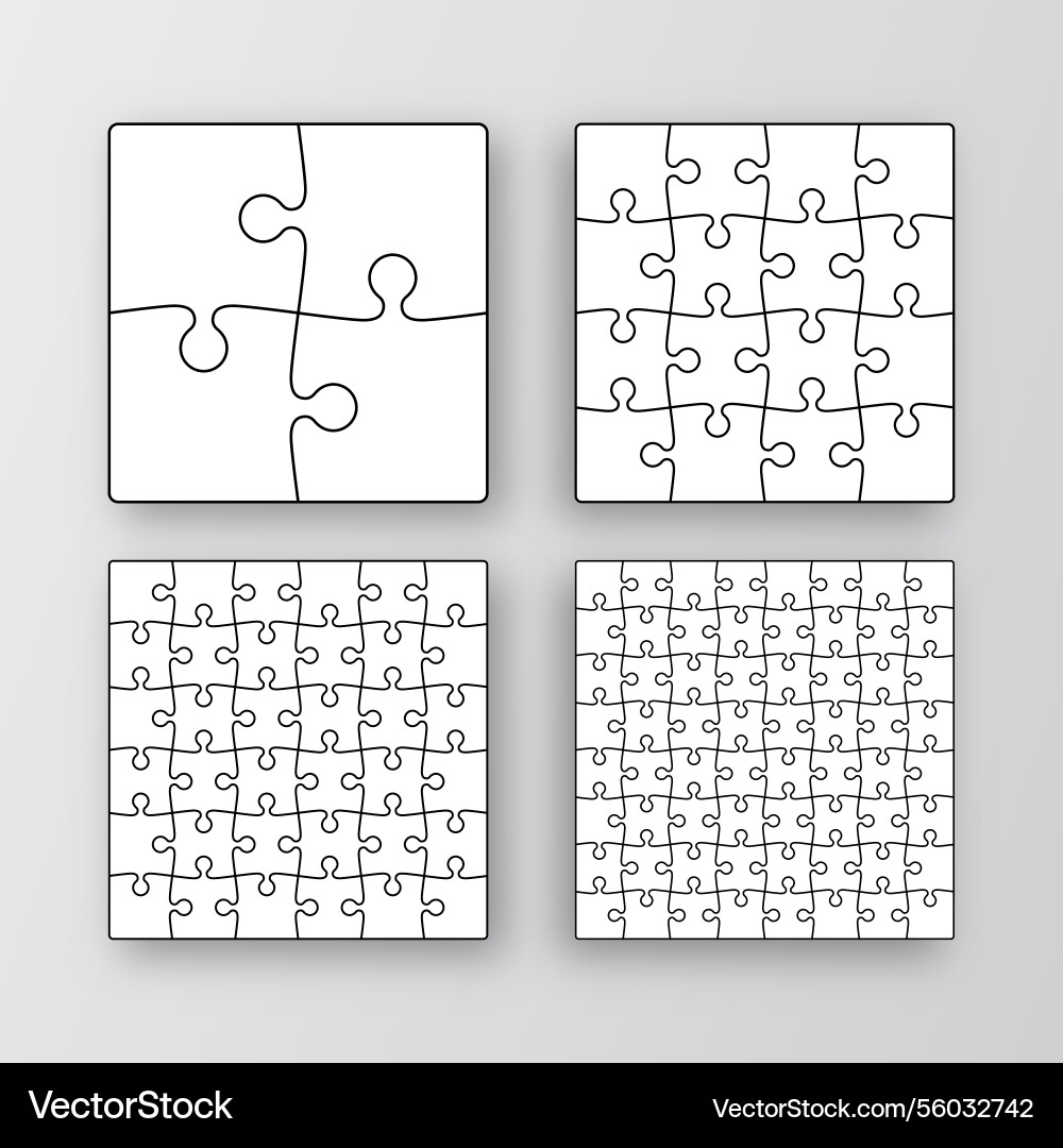 Puzzle grid set collection of different sizes Puzzle grid set collection of different sizes vector image