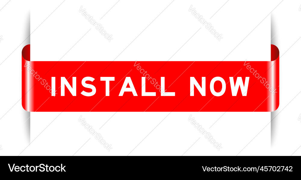 Red color inserted label banner with word install vector image