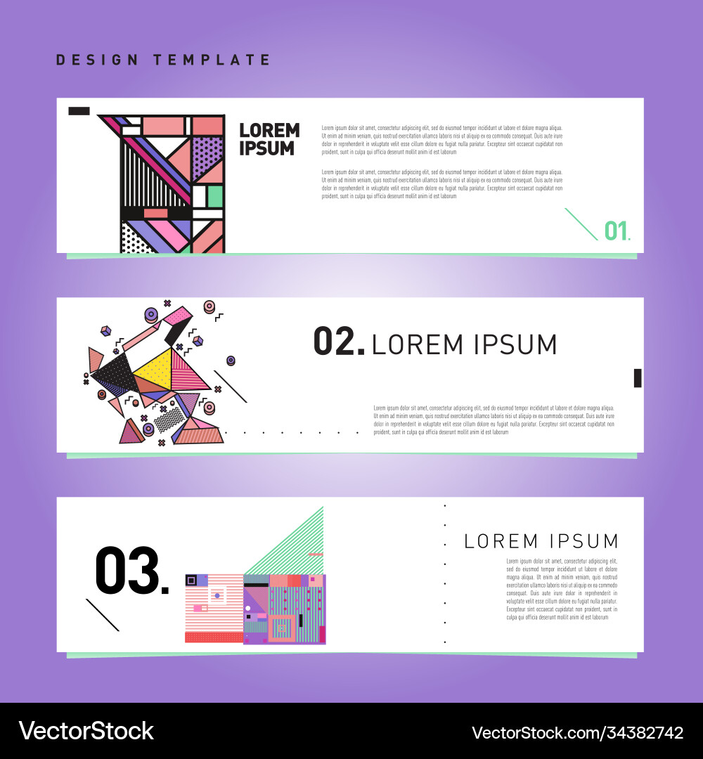 Set abstract banner web design template retro Vector Image