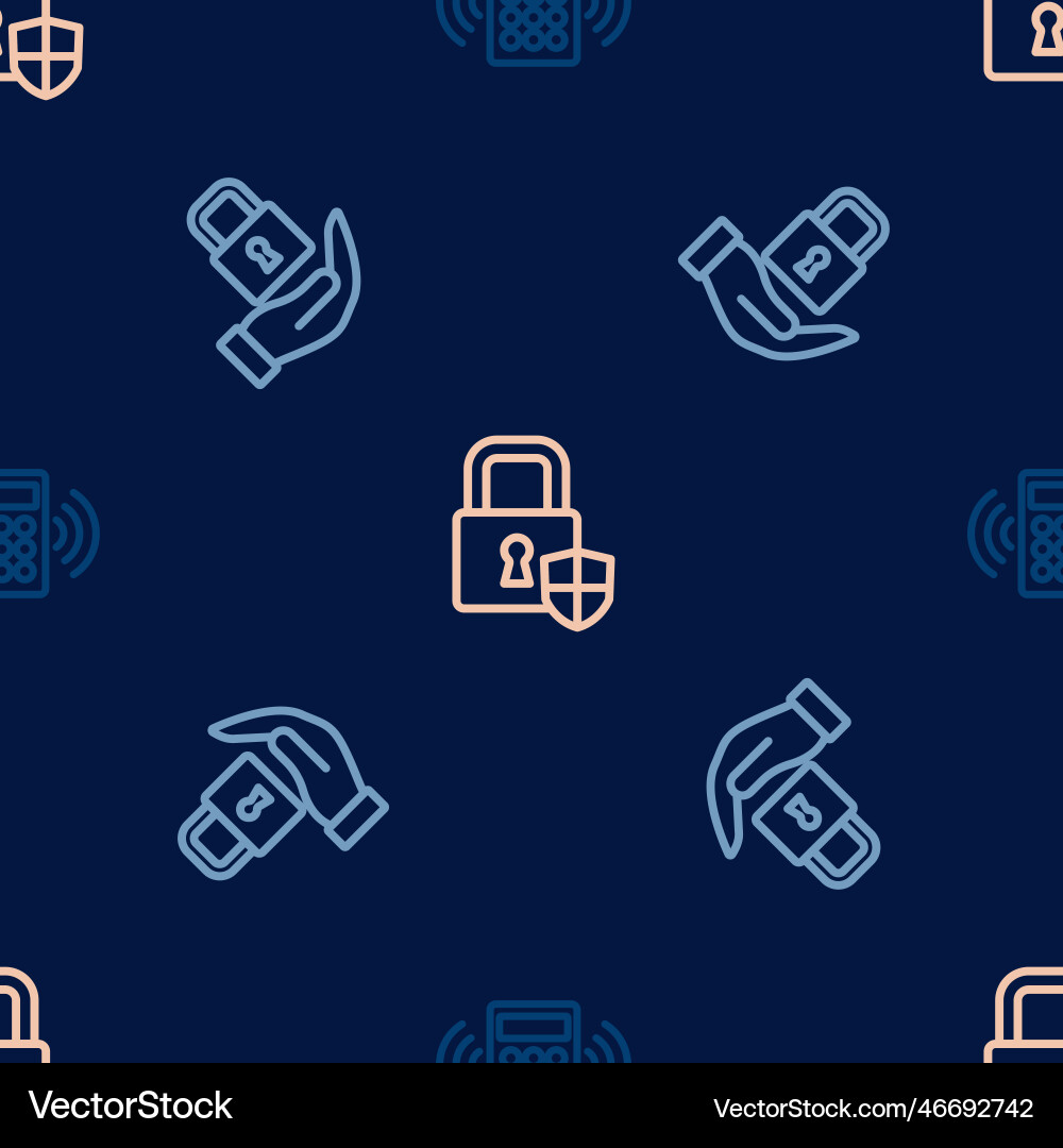 Set line security keypad access panel lock Vector Image