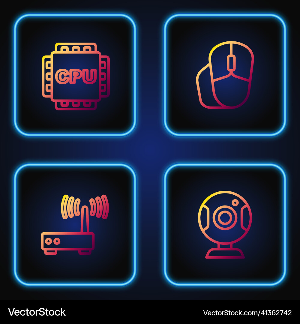 Set line web camera router and wi-fi signal Set line web camera router and wi-fi signal Vector Image