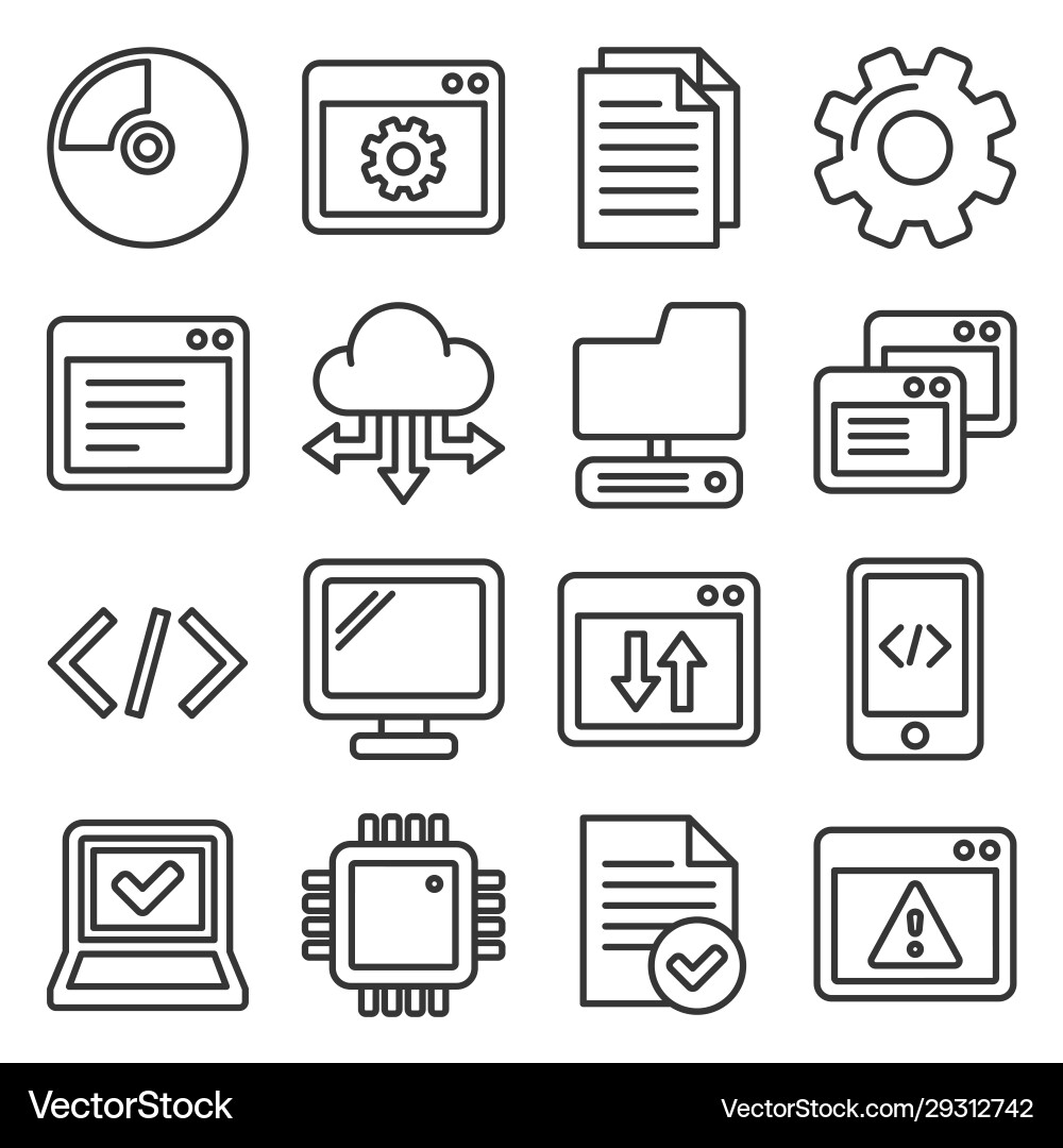 Software & Hardware Icons - Programming Set vector image