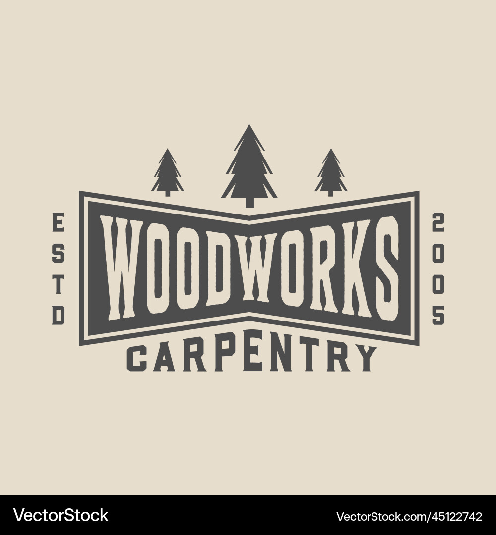Vintage carpentry woodwork and mechanic label Vintage carpentry woodwork and mechanic label vector image