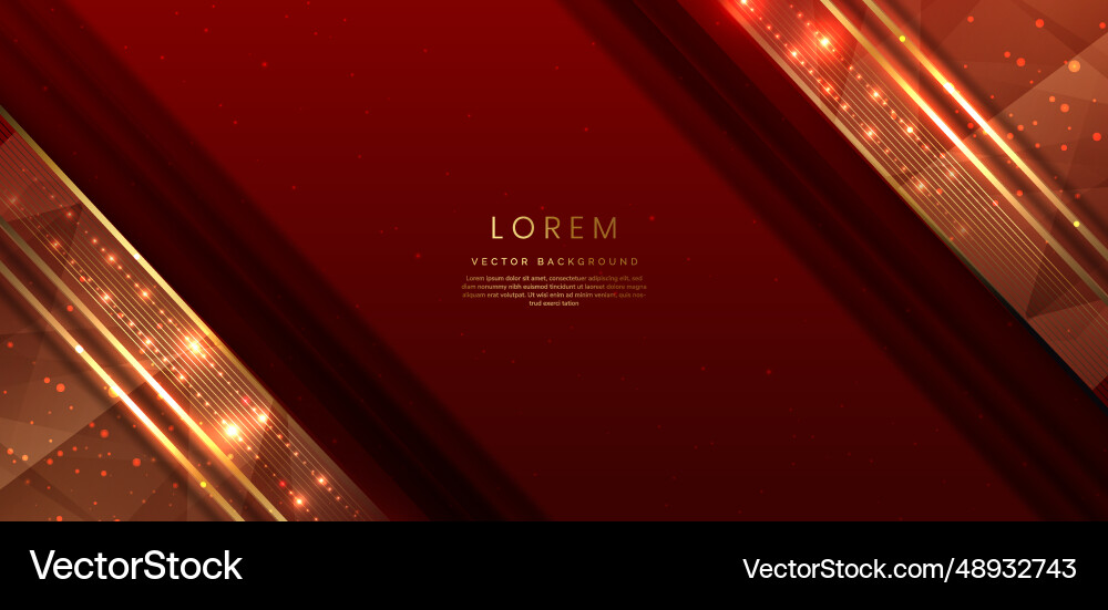 Abstract elegant red background with golden line Vector Image