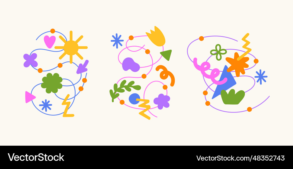 Abstract shapes and doodles in various Vector Image