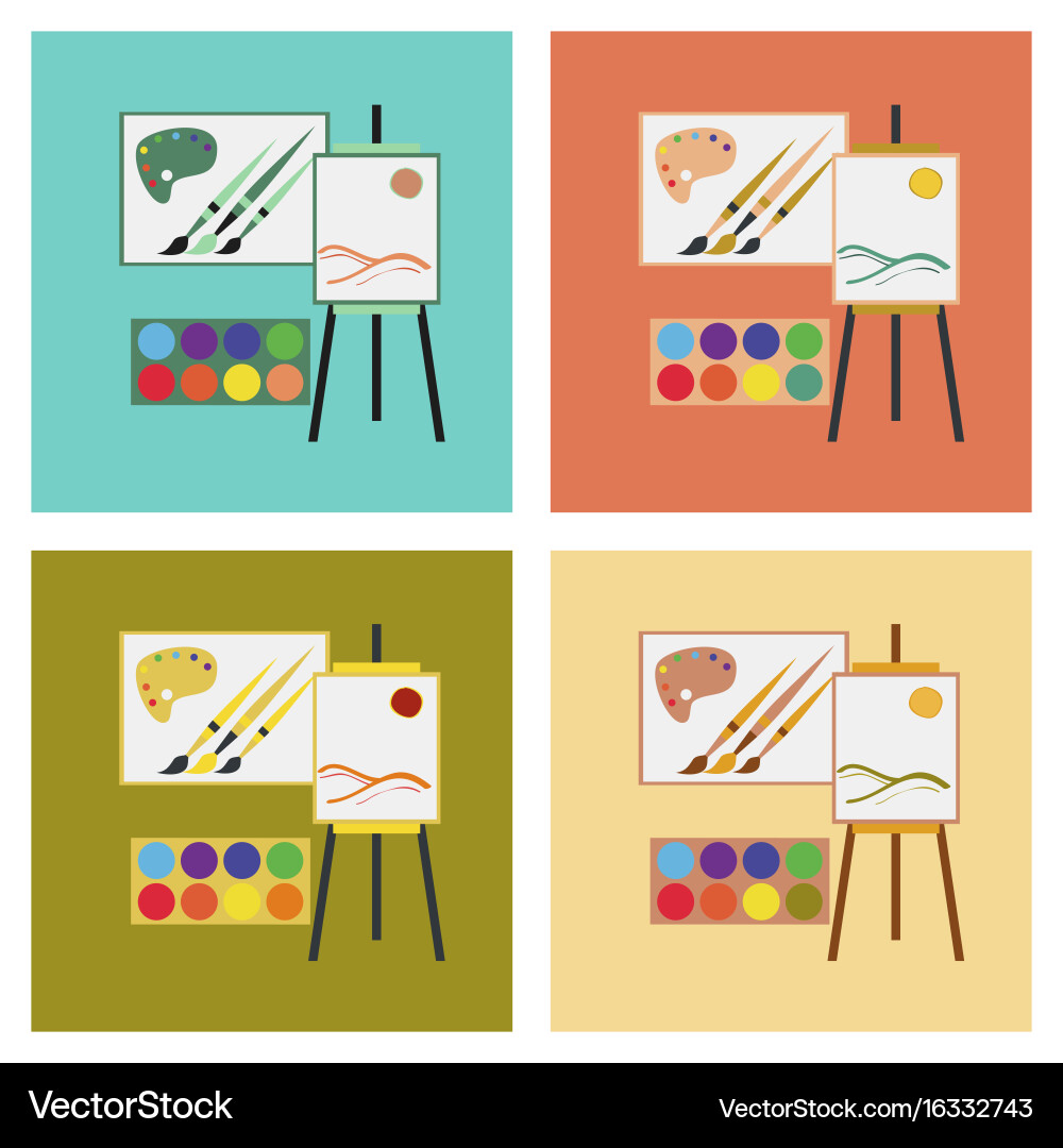 Assembly flat icons drawing lesson vector image